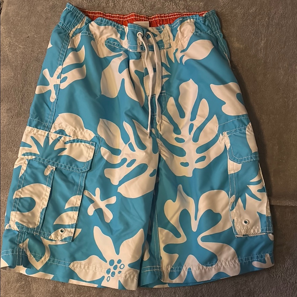 Blue and White Floral Men's Shorts
